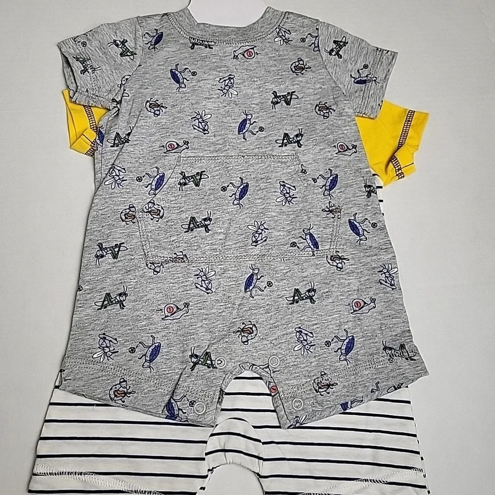 MWT Carter's Boys Size 3M Adorable‎ 2-Pack Rompers Snap Closure Outfits Insects